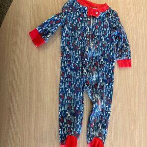 Burt's Bees Christmas Pajamas 3-6 Months Sleeper Footed Reindeer Trees Zip Up